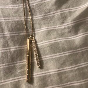 Banana Republic Women's Sticks And Crystals Gold Bar Pendant 31" Necklace